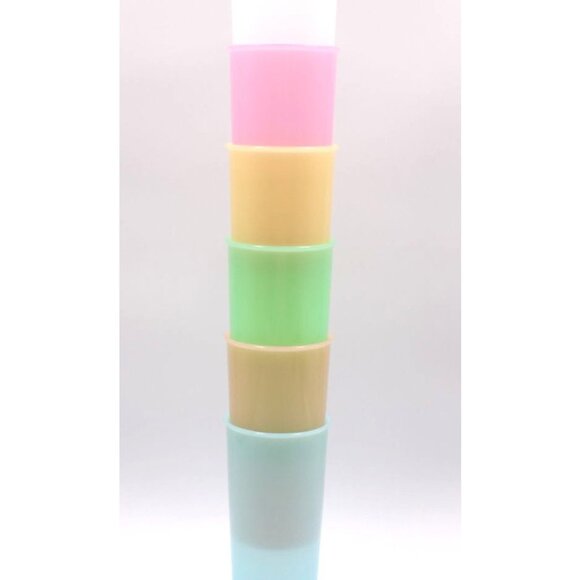 Set 6 Vtg Tupperware Pastel Tumblers Retro Kitchen Kids Rainbow Cups Stacking - Picture 7 of 7